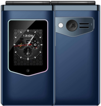 Hamtod T8 4G Eu Quad-Core 2.8"+1.77" Dual Screen Lte Bt Sos Otg Flip Phone Blue - $89.99