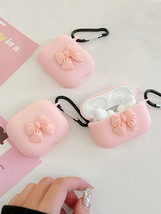 Aesthetic Pink Bow Decor Protective Case for AirPods Cute Stylish Kawaii Design - $4.96