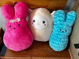 Lot of Squishmallows Cream Lamb Sheep Pink &amp; Turquoise Plush Peeps Easter Bunny - £11.70 GBP