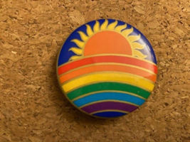 Cool Vintage Retro Sunrise Rainbow Pinback Pin 1.75&quot; - $5.81