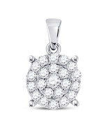 10kt White Gold Womens Round Diamond Cluster Pendant 1/2 Cttw - £423.49 GBP