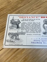 Vintage Definance Wood Working Machinery Advertisement Postcard KG JD - $21.78
