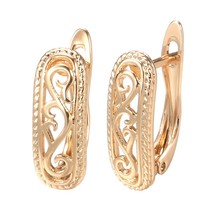 New Ethnic Boho Earrings Fashion Wedding Jewelry 585 Rose Gold Hollow Flower Ova - £6.85 GBP