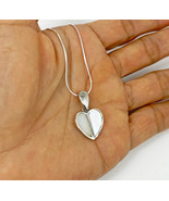 White Mother Pearl Heart Shape Pendant 925 Sterling Silver, Handmade Wom... - £33.02 GBP