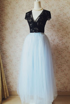 Sky-blue Tulle Maxi Skirt Outfit Wedding Bridesmaid Custom Plus Size Tulle Skirt image 7