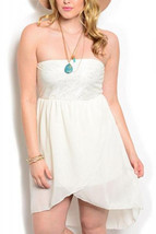 Noble U Ladies Dress Tulip-Chiffon-Overlay Strapless Ivory Size XL - £19.97 GBP