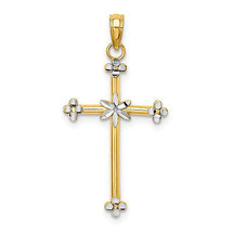 14k w/ Rhodium Thin D/C Cross Charm K9334 - $110.39