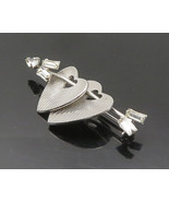 CARL-ART 925 Silver - Vintage Topaz Love Hearts Bow &amp; Arrow Brooch Pin -... - £52.30 GBP