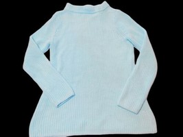 Talbots Mock Neck Ribbed Sweater Size XS Pullover Light Blue Long Sleeve Chunky - £15.81 GBP