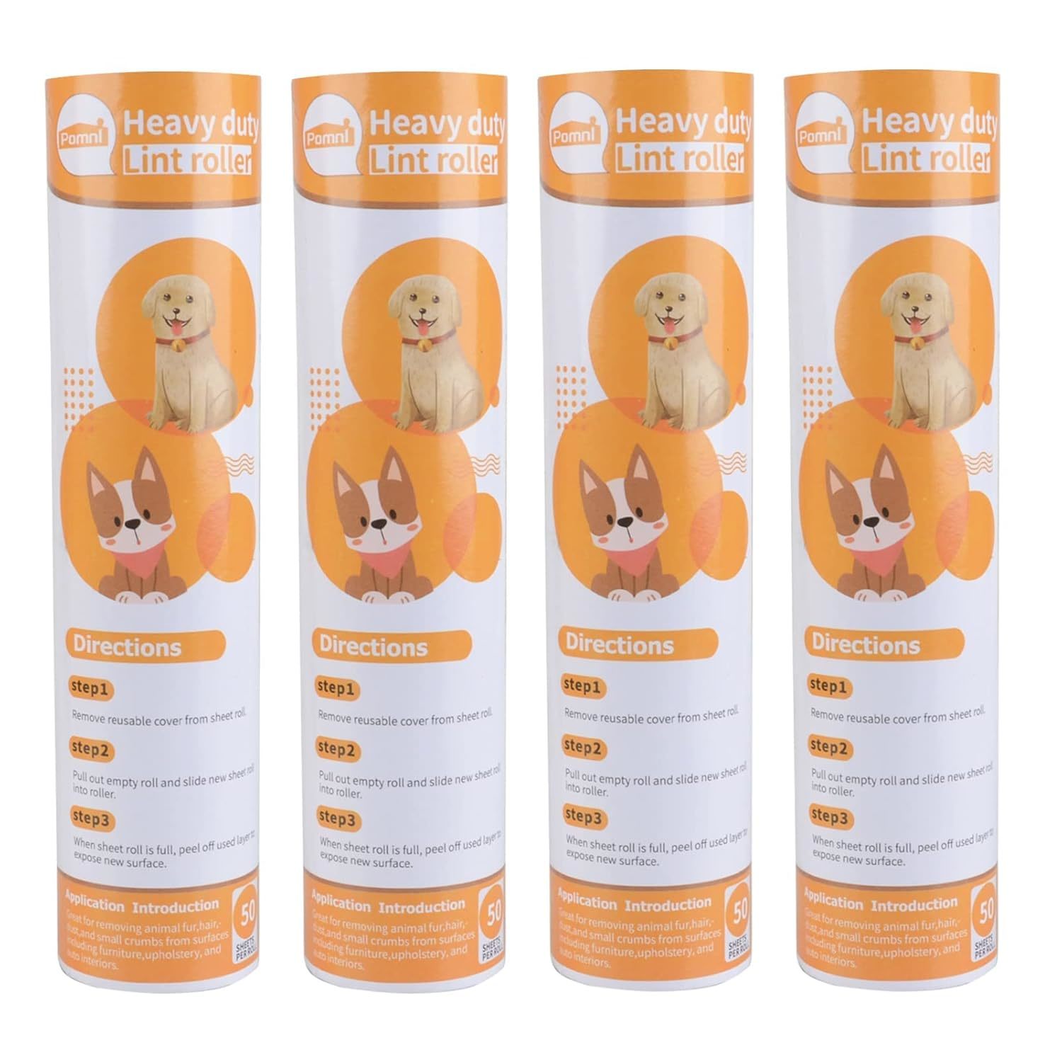 4 Sets 50 Sheets? Large Lint Roller Paper For Pet Hair Remover?Large Lint Roller