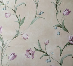 Purple &amp; Blue Tulip Flowers Wallpaper Imperial Wallcovering 31445010 - £19.32 GBP