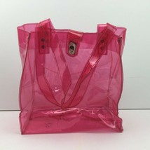 Childs Sassy Pink Clear Vinyl Small Tote Bag Purse Beach Park School Lunch - £23.94 GBP