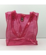Childs Sassy Pink Clear Vinyl Small Tote Bag Purse Beach Park School Lunch - £23.62 GBP