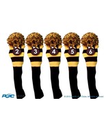 New 5 pc BLUE YELLOW 2 3 4 5 6 KNIT Hybrid golf club headcover retro Hea... - $67.93 CAD
