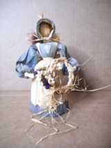 Corn Husk Doll Spiritual No-face Amish Folk Art W Hair Bonnet Handcrafted 4 1/2 - £15.48 GBP
