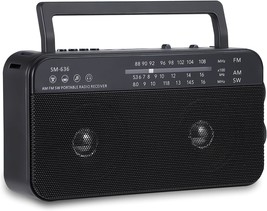 Portable Am Fm Shortwave Radio With Bluetooth Speaker Plug In Wall, 3X D Cell - £33.60 GBP