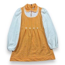 Vtg 70s Patricia Fair Orange Polyester Mod Gogo Mini Dress Long Sleeve X... - £29.20 GBP