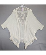 Alya Women&#39;s S Ivory Lace Crochet Knit Tassel Trim Shawl Sweater Boho Fa... - $39.43 CAD