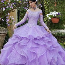 Beautiful  Detachable Long Sleeve Light Purple Quinceanera Dresses Princess  - £417.15 GBP