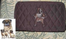 Belvah Quilted Fabric PUG FAWN Dog Breed Zip Around Brown Ladies Wallet - £10.99 GBP