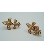 Vintage Gold Faux Pearl Flur De Lis Screwback Earrings 2.5cm - $32.22 CAD