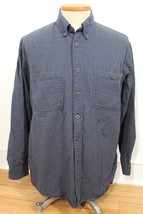 Duluth Trading Co L Tall Blue Free Swingin&#39; Flannel Long Sleeve Shirt 89328 - £14.47 GBP