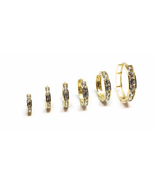 ADIRFINE 10K Solid Gold Round Cubic Zirconia Huggie Hoop Earrings - £59.44 GBP+