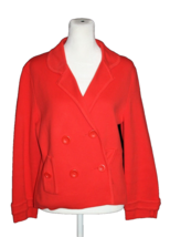 Talbots Petites Blazer Size Medium PM 100% Cotton Bright Burnt Orange Coral Red - £17.60 GBP