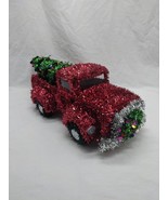 Christmas Tinsel Red Pick Up Truck Christmas Tree Wreath Decor 15&quot; - $27.13 CAD