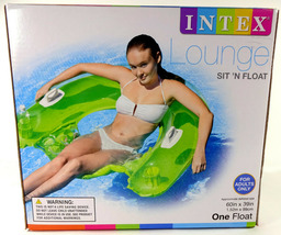 Intex Inflatable Sit N Float Pool Lounge, Built In Cup Holders, Green, 60&quot; x 39&quot; - £27.00 GBP