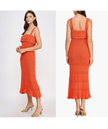 KOKO + MASON Popover Ruffle Pointelle Sweater Dress, Size Small, Orange,... - $89.00