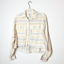 BDG Urban Outfitters Striped Cropped Boyfriend Frayed Hem Button Down Si... - £13.94 GBP