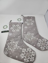 2 Secret Celebrity Christmas Stockings Beaded Snow Flakes 100% Cotton New - $26.89