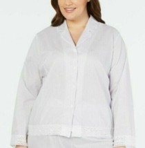 Charter club cotton purple white stripe lace Pajama TOP ONLY plus Size 1... - $10.34