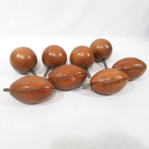 Wood Football and Round Ball Shaped 8-PC Screw-on Finials - £65.18 GBP