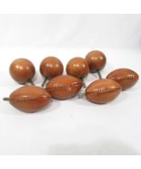 Wood Football and Round Ball Shaped 8-PC Screw-on Finials - £65.46 GBP
