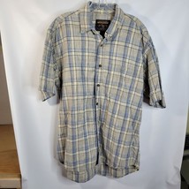 Mens Woolrich Short Sleeve Plaid Button Front Shirt Size large - £14.60 GBP