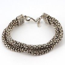 Retired Silpada Heavy Sterling Silver 3-Strand Popcorn Chain Bracelet B1210 - £73.44 GBP