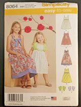 Simplicity 8064 Pattern Child&#39;s Girls&#39; Summer Dresses &amp; Bolero HH Sz 3 - 6 UC - £2.86 GBP