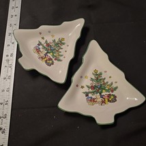 2x Nikko Japan Christmas theme tree shaped candy dish 6x7 inch porcelain... - £15.36 GBP