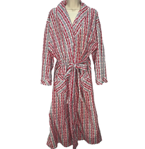 Lanz of Salzburg Tyrolean Cotton Robe Womens Size 1X Red Stripe Floral Belt  - £39.11 GBP