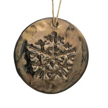 1Pc Golden Handmade Ceramic Snowflake Ornament, Metal Look Christmas Tree Decor - £32.72 GBP