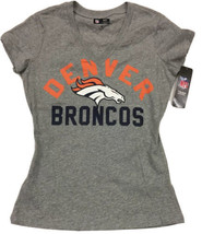 NFL Denver Broncos Femme S Petit Col V T-Shirt Heather Gris Neuf avec Étiquettes - £10.23 GBP