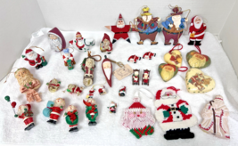 Lot of 30+ Santa Christmas Ornaments Craft Porcelain Plastic Wood Handma... - $18.32