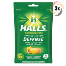 3x Bags HALLS Immune System Defense Citrus Cough Drops ( 30 Drops Per Bag) - £14.06 GBP