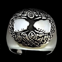 Heavy Sterling silver ring Yggdrasil Tree of Life Norse Viking mythology symbol  - £135.39 GBP