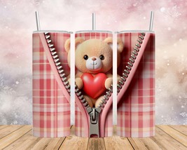 Skinny Tumbler with Straw, 20oz/30oz, Bear, Valentines Day, awd-1007 - £28.44 GBP+