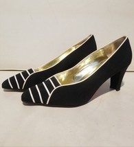 Vintage ESCADA Italy File Stripes 80s 1980s Retro Pumps Shoes Heels 7 - $60.00
