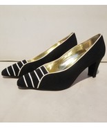 Vintage ESCADA Italy File Stripes 80s 1980s Retro Pumps Shoes Heels 7 - $1,096.69 MXN