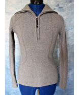 Lolë Size X-Small Women&#39;s Gray 1/4 Zip Long Sleeve Wool Blend Sweater - £11.97 GBP